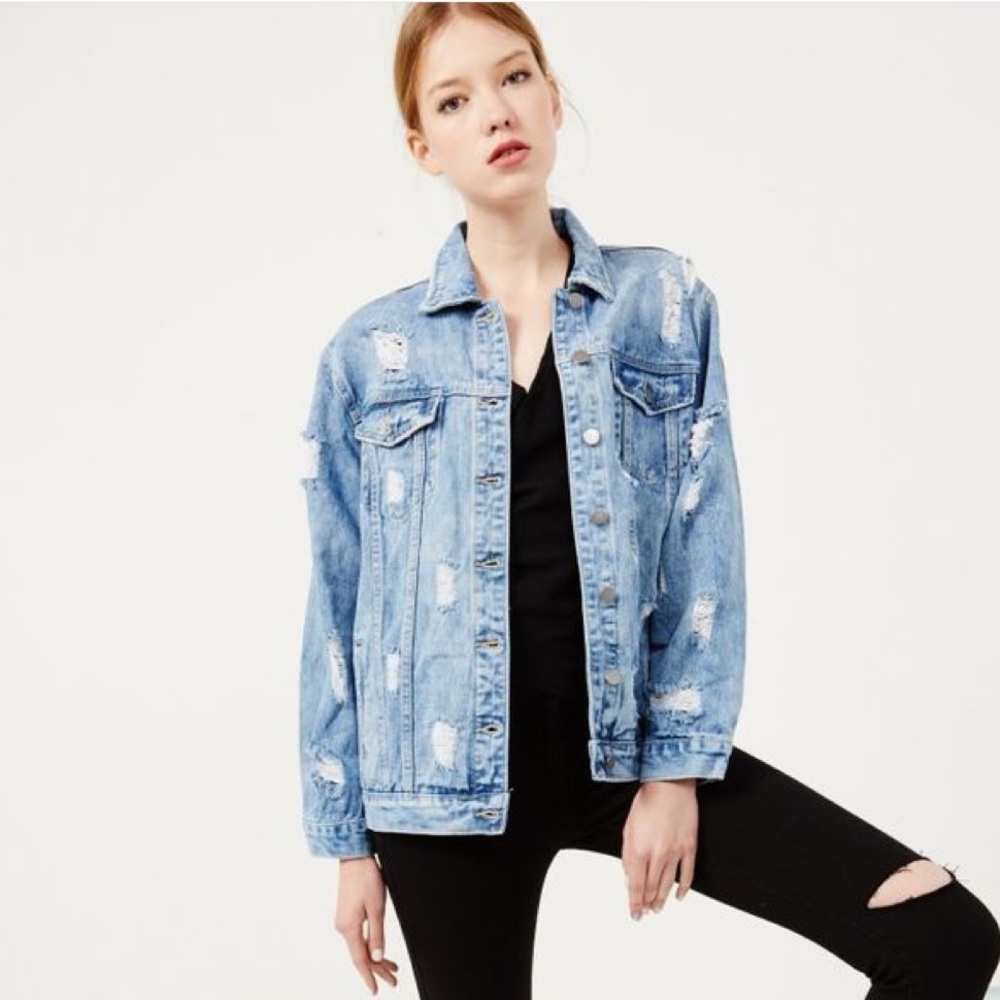 Mulaya Distressed Denim Jacket